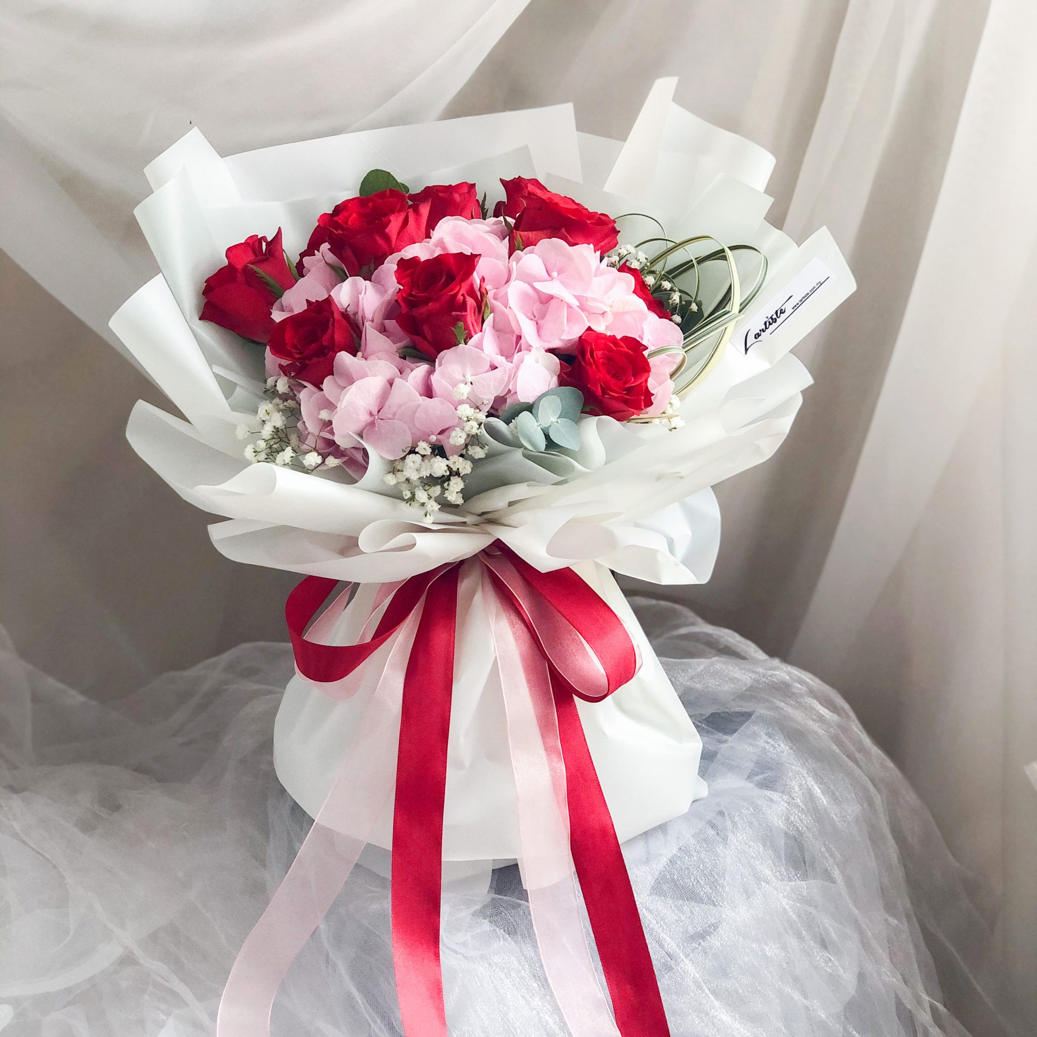 Bridal Bouquet - White Roses with Baby Breath - Lartiste - KL Florist