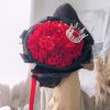 99 red roses with crown & fairy lights