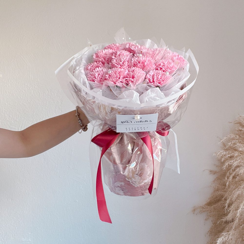 Pink (Soap Flower) Carnation Bouquet - 16 stalks