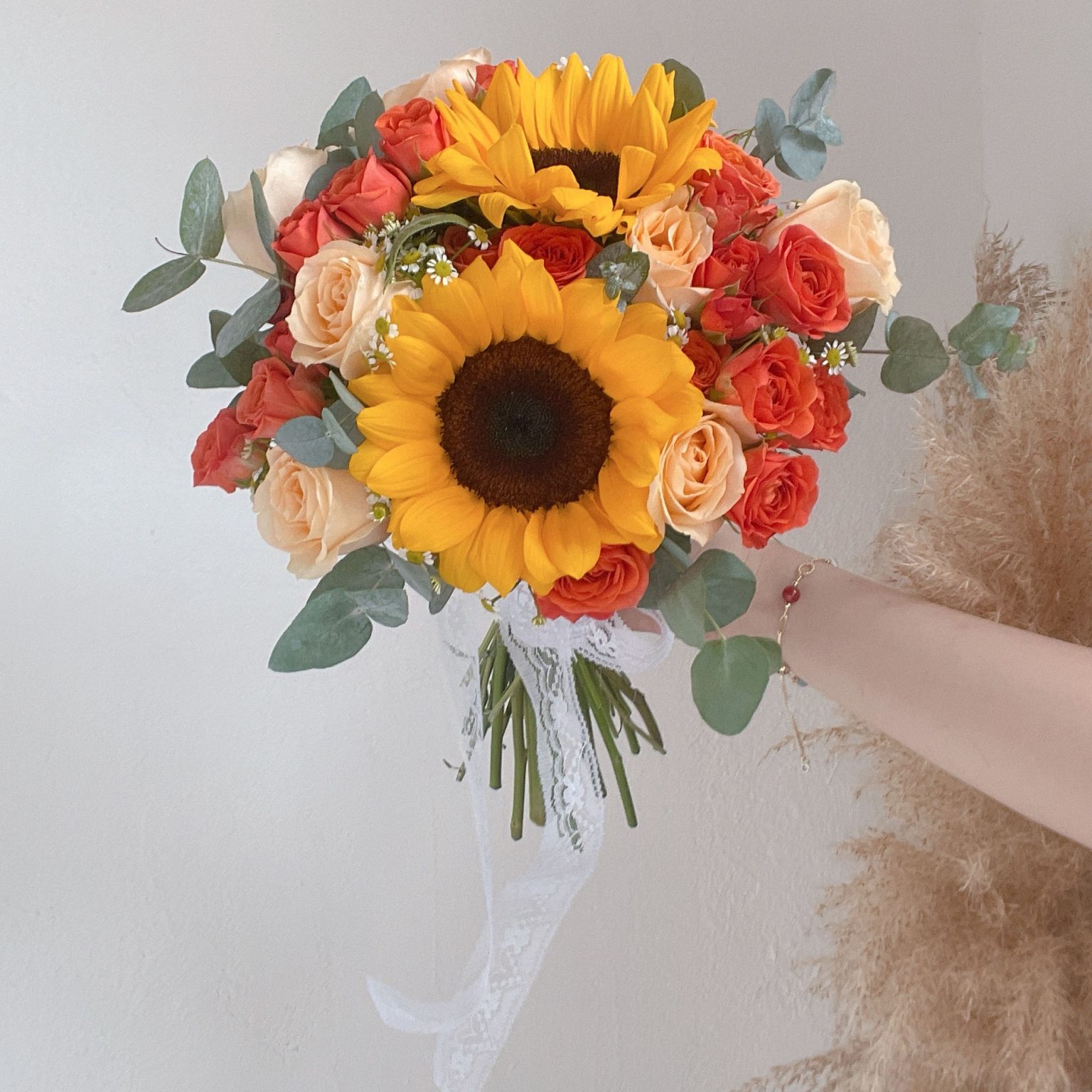 Sunflower Roses Snapdragon Bridal Bouquet - Sunflower & Roses - Lartiste - KL Florist