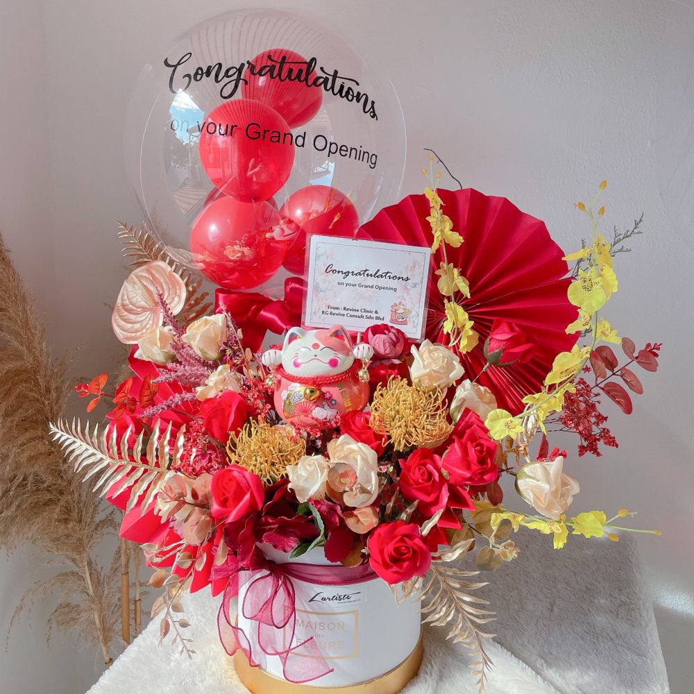 Soap Flower Box with Fortune Cat (L size)