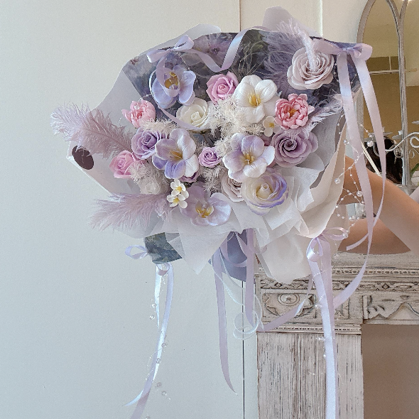 Soap Flower Bouquet 12 (Purple)